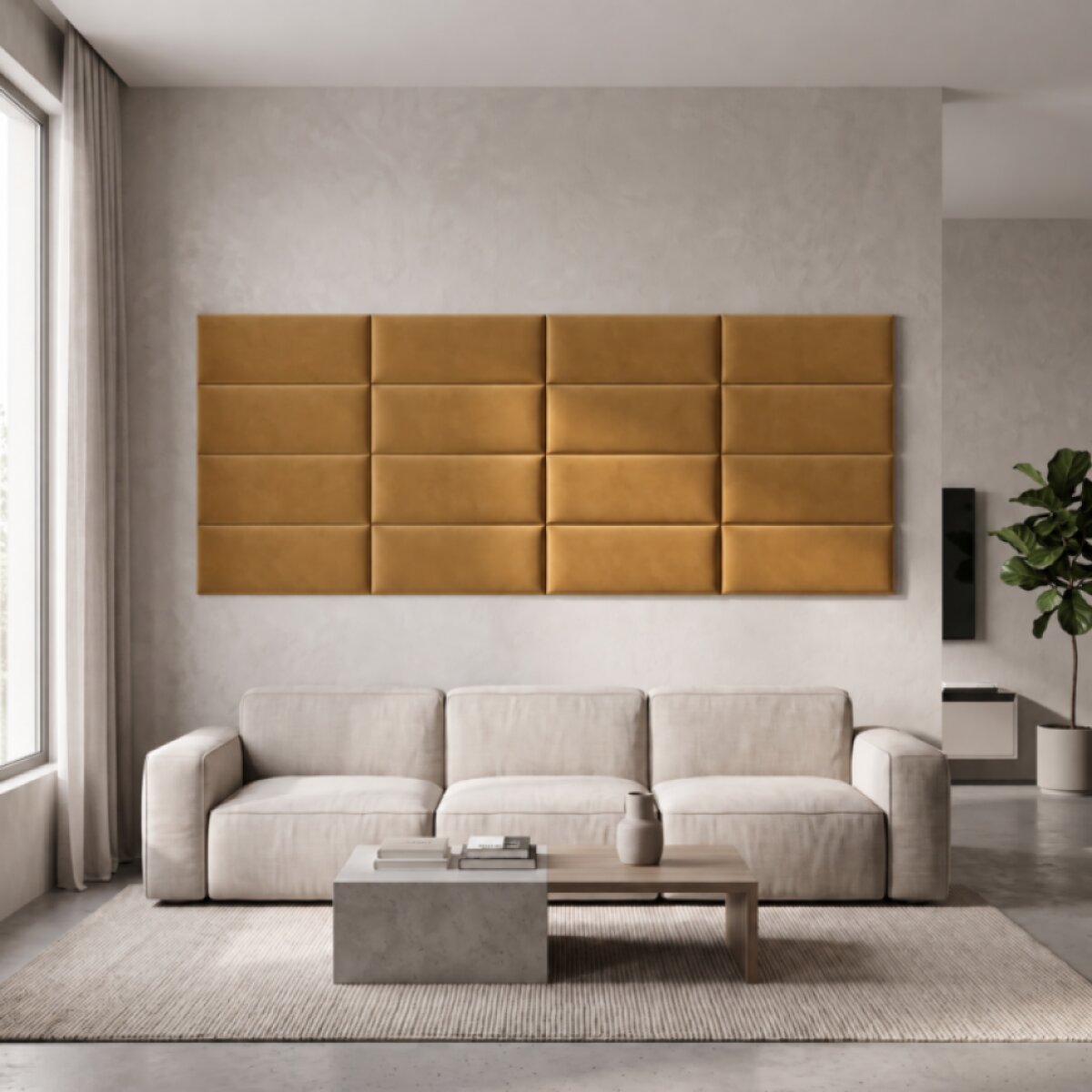 Čalouněný nástěnný panel různé rozměry x šířka 30 cm hořčicová obdélník MyBestHome
