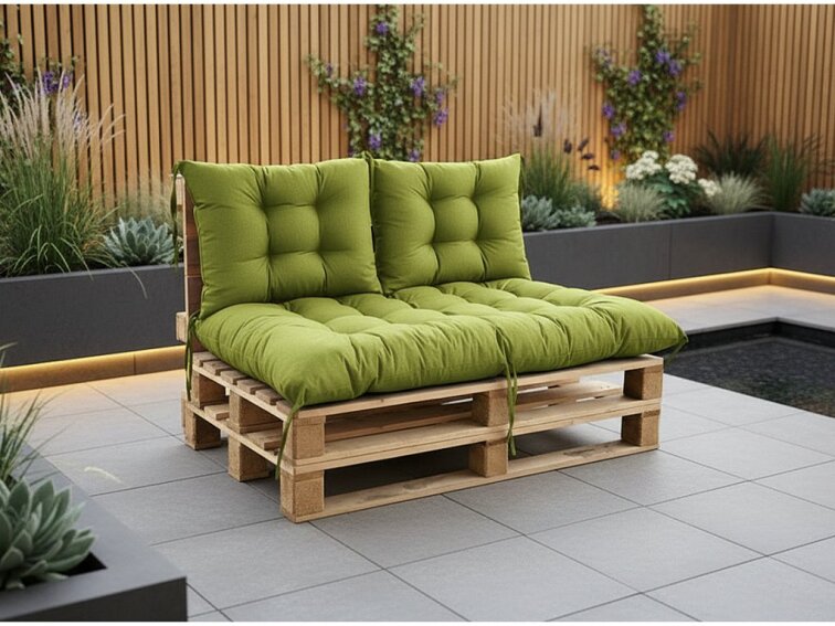 Paletové prošívané sezení MATTEO SET - sedák 120x80 cm, 2x opěrka 60x40 cm, olivová color 19, Mybesthome