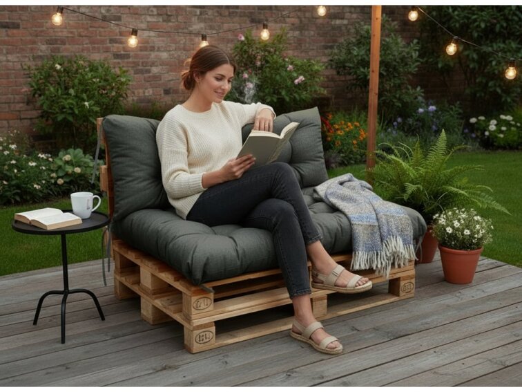 Paletové prošívané sezení PIETRO SET - sedák 120x80 cm, opěrka 120x40 cm, color 02A antracit, Mybesthome