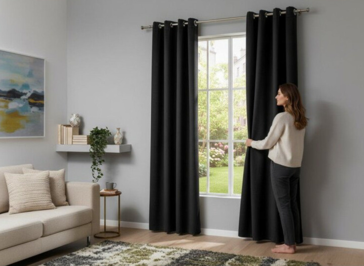 Zatemňovací závěs s kroužky BLACKOUT UNO 140x260 cm, černá (cena za 1 kus) MyBestHome