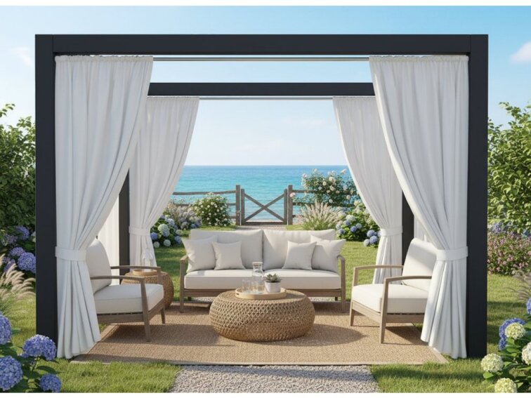 Venkovní zahradní závěs s tunýlkem BOGOTA bílá 10 různé rozměry MyBestHome