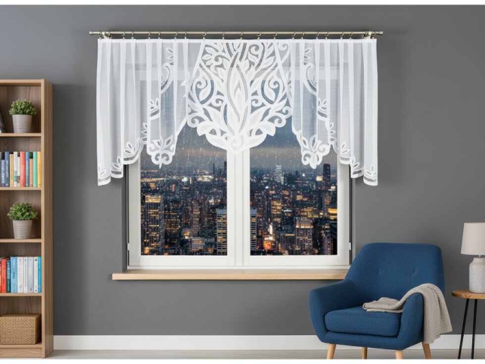 Dekorační krátká vzorovaná záclona na žabky POLA 100 bílá 300x100 cm MyBestHome