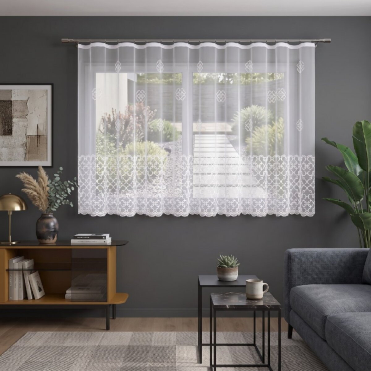 Dekorační žakárová záclona s řasící páskou ERIA 160 bílá 300x160 cm MyBestHome