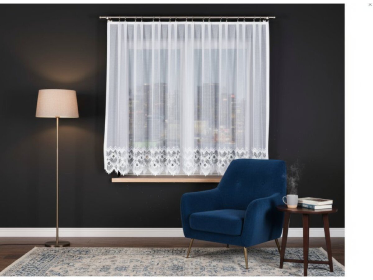 Dekorační krátká vzorovaná záclona na žabky FELICJA LINE 160 bílá 300x160 cm MyBestHome