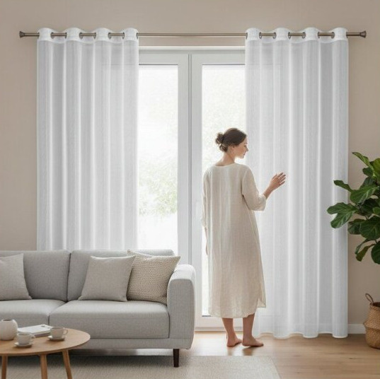 Dekorační dlouhá záclona s kroužky s leskem SHINE 135x250 cm bílá (cena za 1 kus) MyBestHome