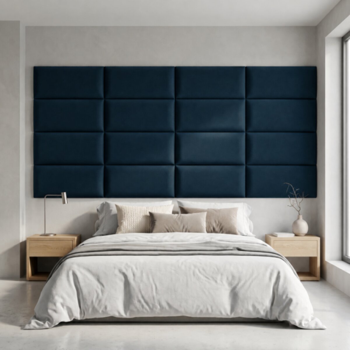 Čalouněný nástěnný panel různé rozměry x šířka 30 cm tmavě modrá obdélník MyBestHome