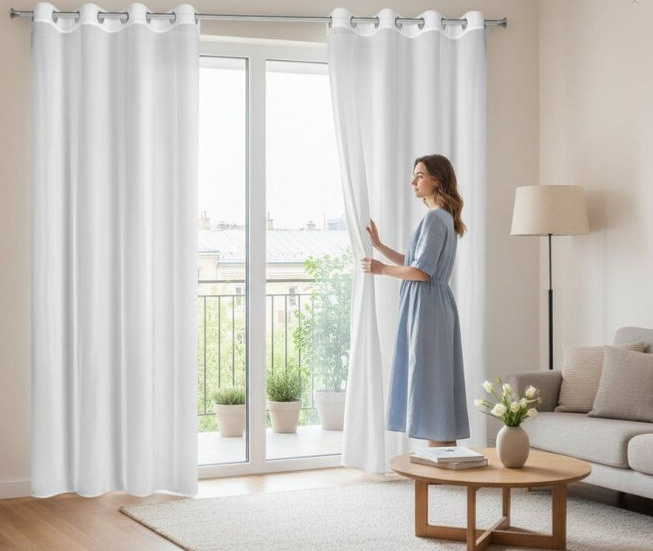 Dekorační dlouhá šifonová záclona s kroužky IZABEL 140x250 cm bílá (cena za 1 kus) MyBestHome
