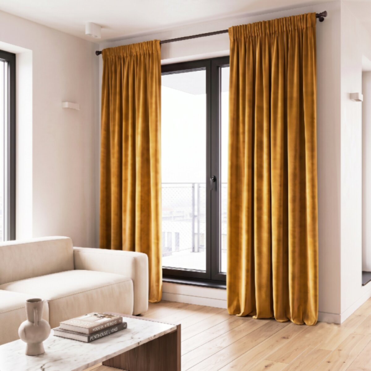 Dekorační závěs s řasící páskou VALMONT 140 cm x 250 nebo 260 cm color 019 šafránová (cena za 1 kus) MyBestHome