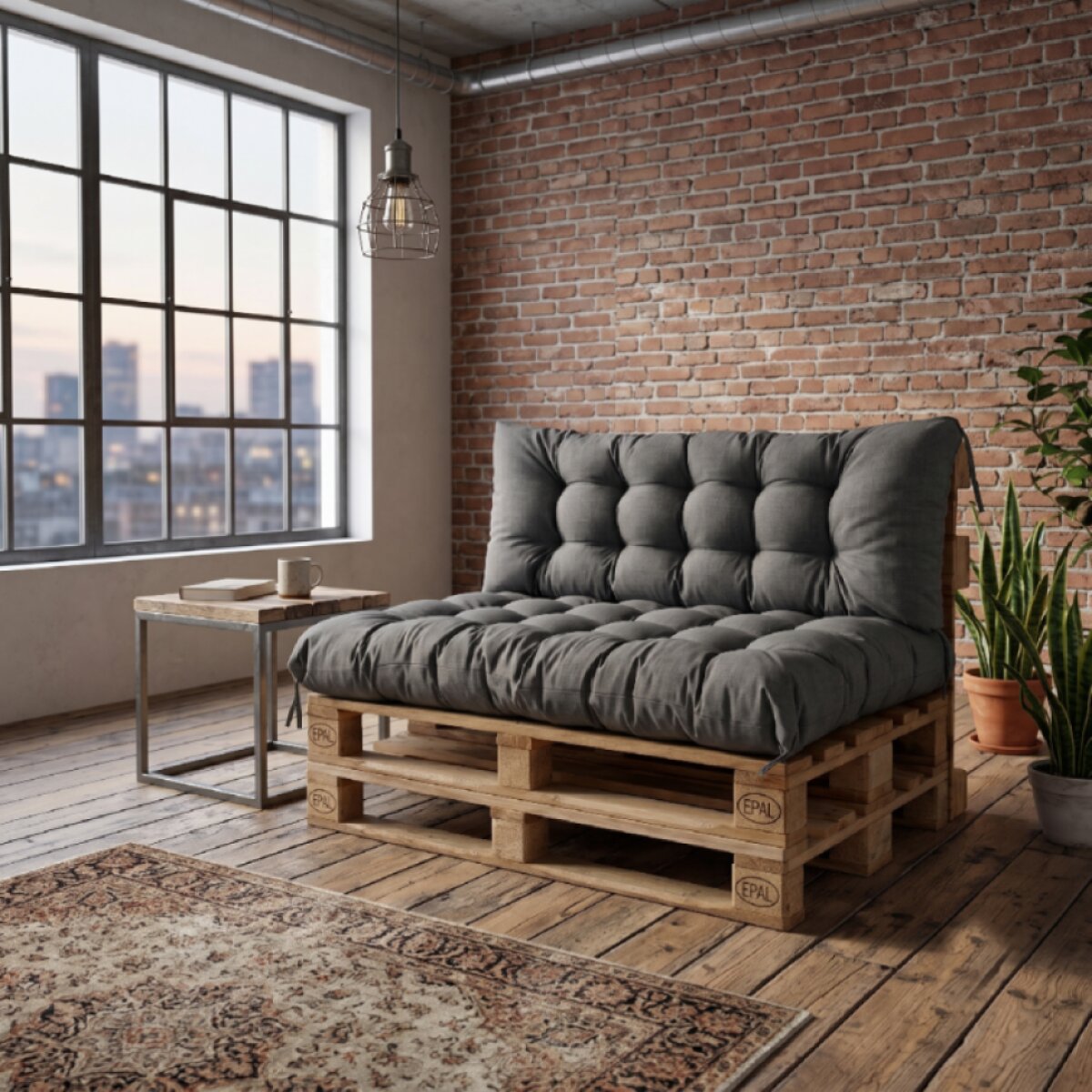 Interiérový polstr na palety LOFT 23 – šedá pro paletové sezení do obývacího pokoje Mybesthome