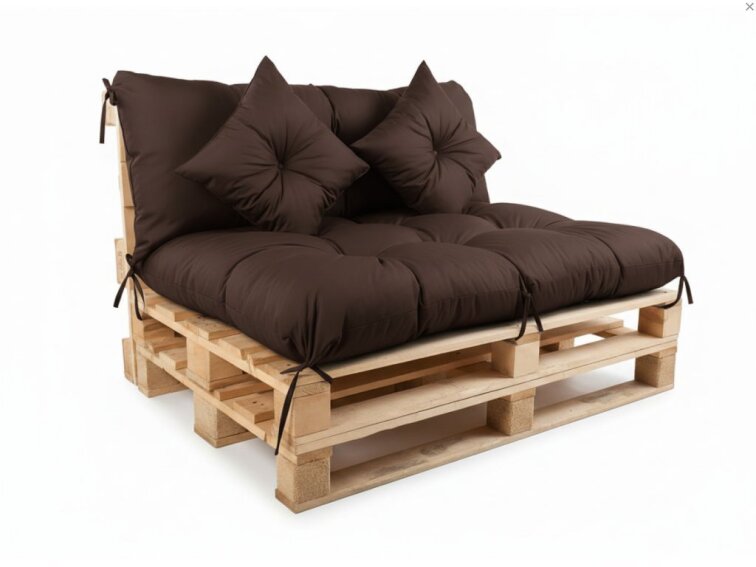 Polstr CARLOS color 27 tmavě hnědá, sedák 120x80 cm, opěrka 120x40 cm, paletové prošívané sezení Mybesthome