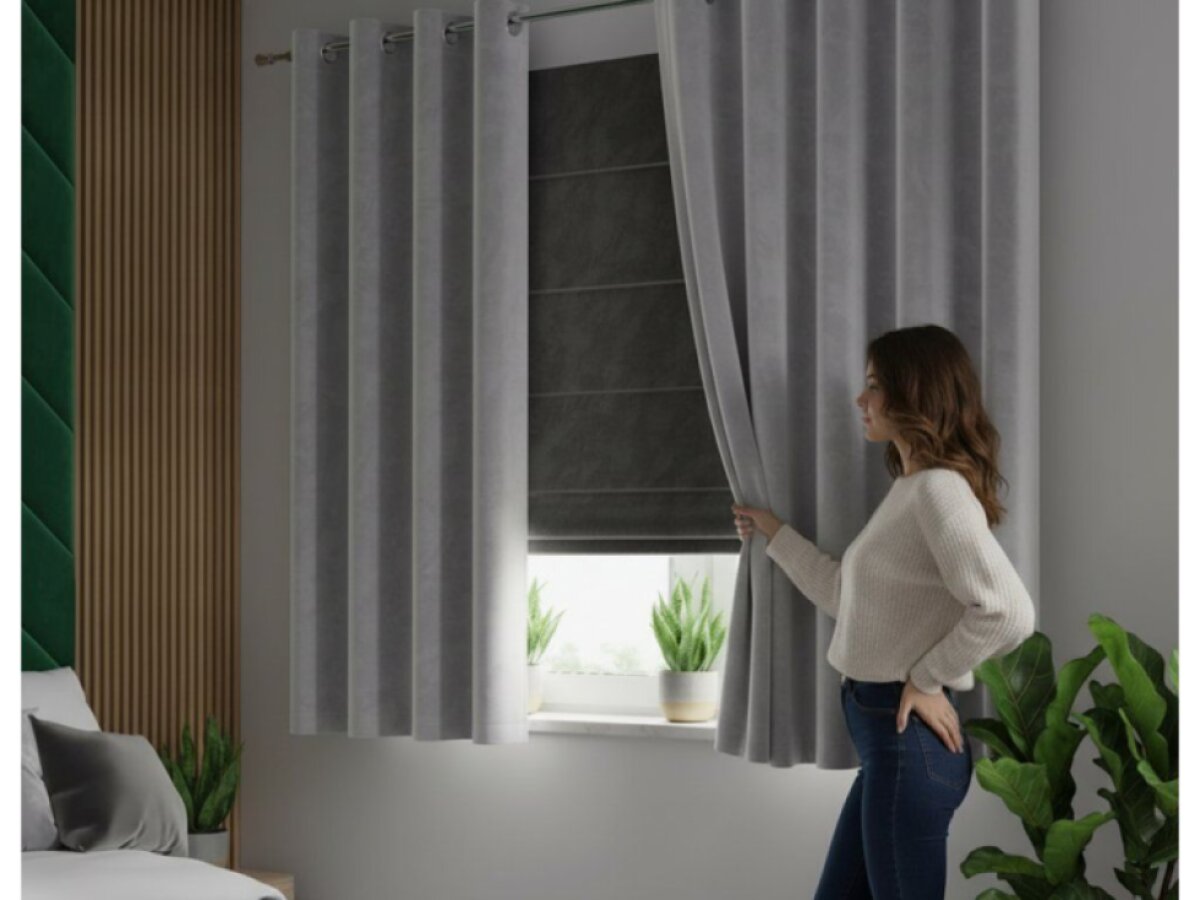 Dekorační krátký velvet závěs s kroužky VITTO 005 světle šedá 140x160 cm (cena za 1 kus) MyBestHome