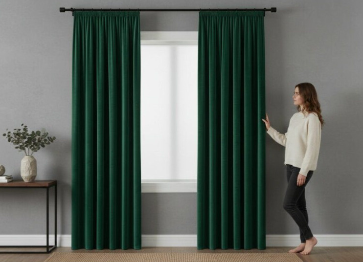 Dekorační závěs s řasící páskou VALMONT 140 cm x 250 nebo 260 cm color 012 smaragdová (cena za 1 kus) MyBestHome