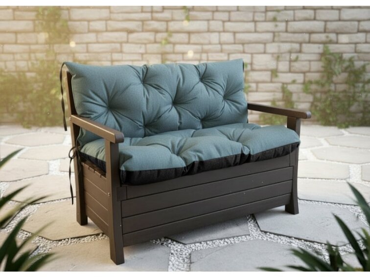 Prošívané sezení ELIAS 550 color 26 TYRKYSOVÁ různé rozměry, polstr na zahradní lavici - sedák s opěrkou, Mybesthome