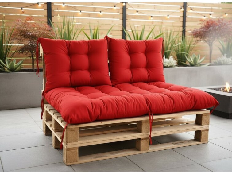 Paletové prošívané sezení MATTEO SET - sedák 120x80 cm, 2x opěrka 60x40 cm, červená color 11, Mybesthome