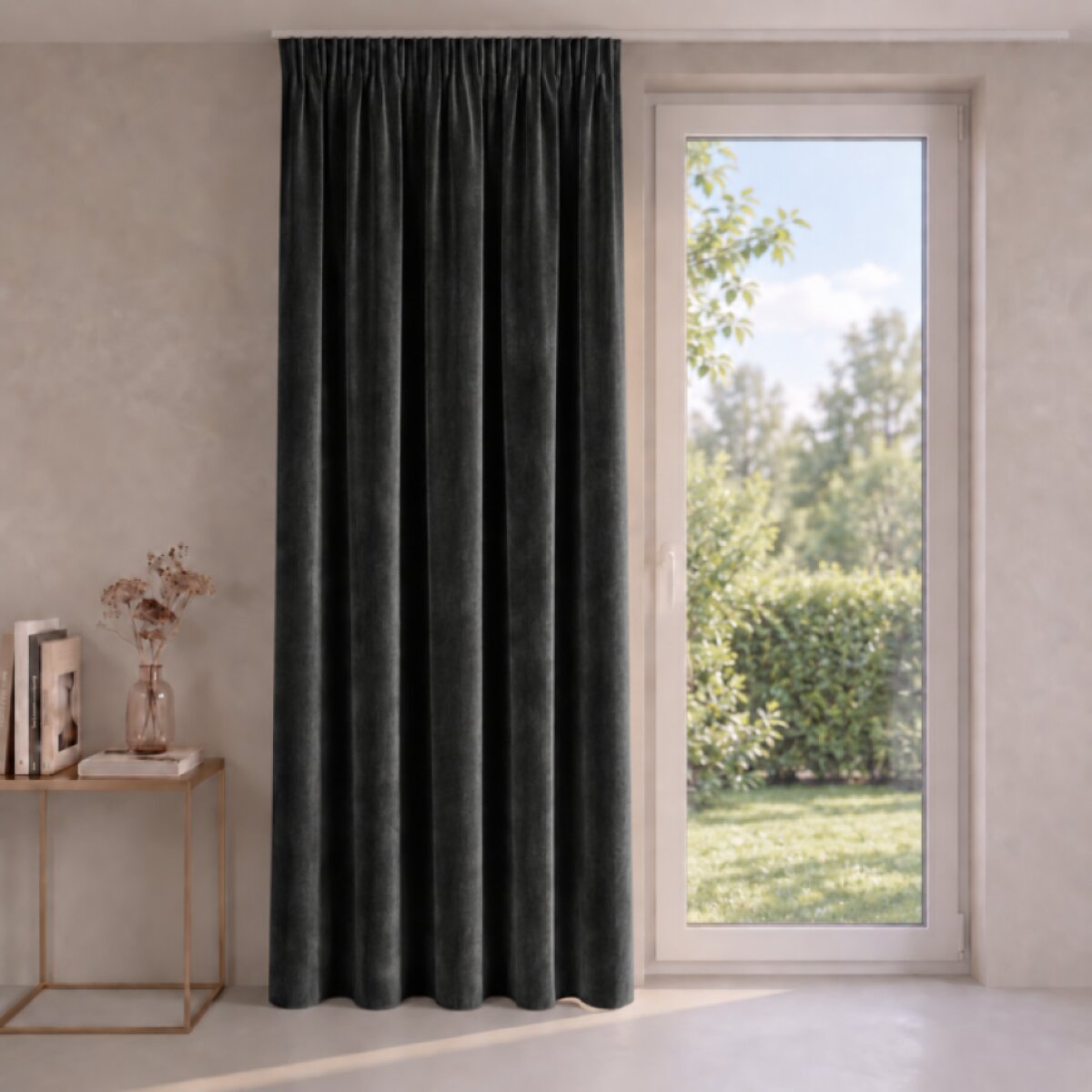 Dekorační VELVET závěs s řasící páskou ESTER 140x270 cm černá (cena za 1 kus) MyBestHome