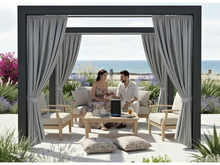 Venkovní zahradní závěs s tunýlkem BOGOTA šedá 05 různé rozměry MyBestHome