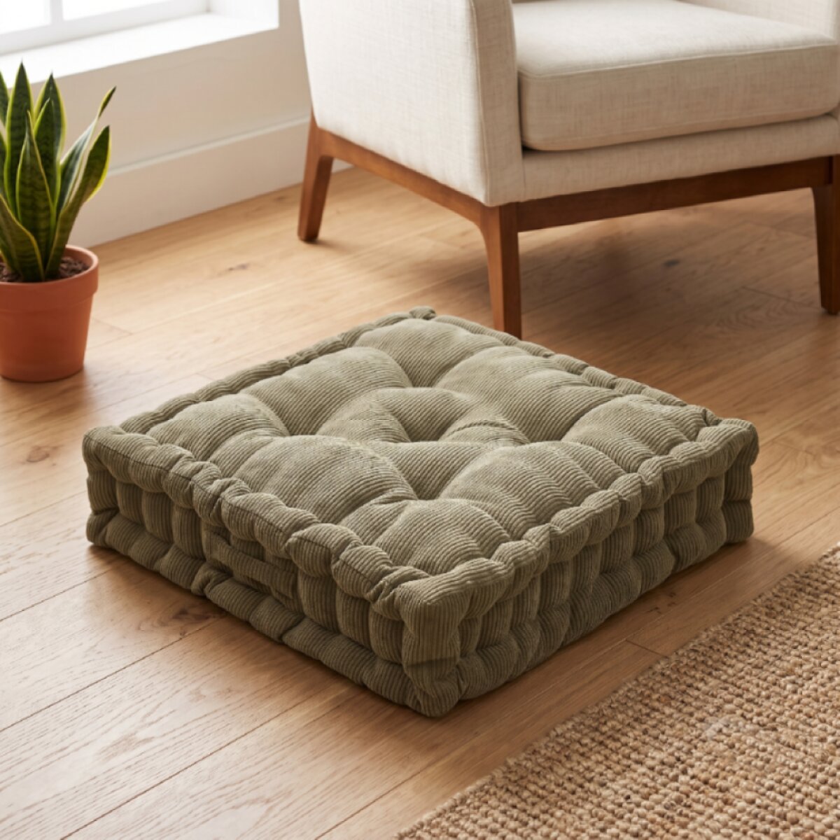 Sedací polštář na zem DANDY khaki 45x45x10 cm France
