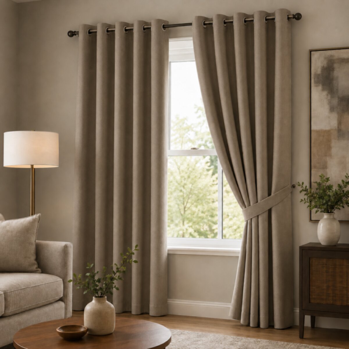 100% zatemňující závěs SUPER BLACKOUT s izolačními vlastnostmi 140 × 250 cm, béžová color 205 s kroužky (cena za 1 kus)