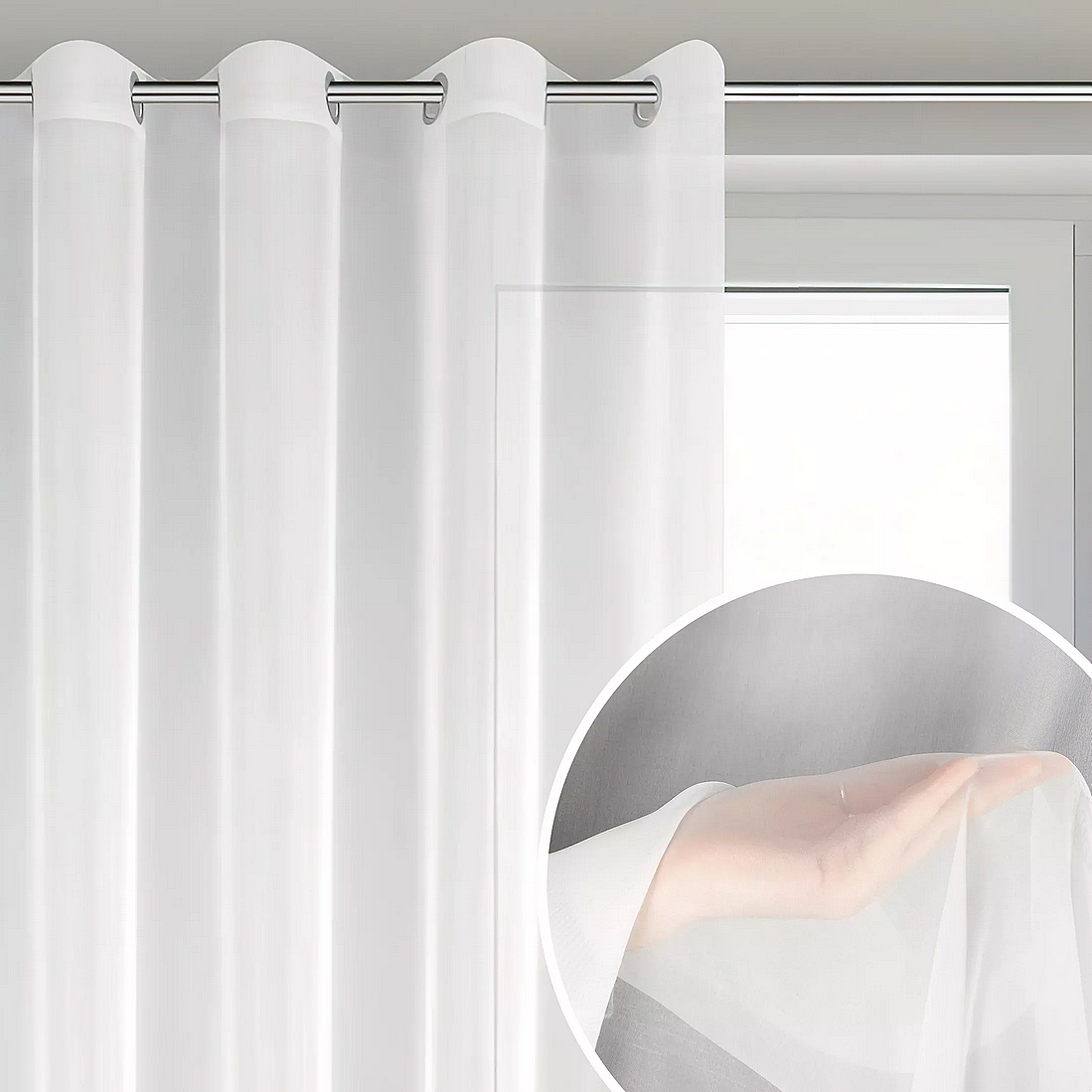 Dekorační dlouhá voálová záclona s kroužky DIANA 140x260 cm bílá (cena za 1 kus) MyBestHome