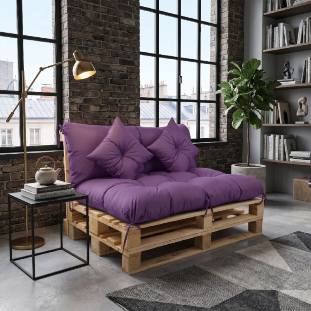 Interiérový polstr na palety LIVING 29 fialová - do obývacího pokoje MyBestHome