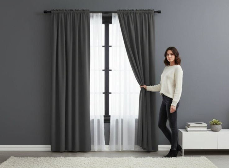Zatemňovací závěs s řasící páskou "BLACKOUT" VIGO 135x250 cm, grafitová, (cena za 1 kus) MyBestHome