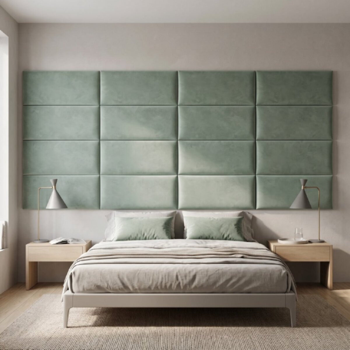 Čalouněný nástěnný panel různé rozměry x šířka 30 cm mátová obdélník MyBestHome