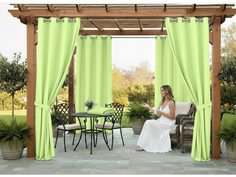 Venkovní zahradní závěs s kroužky MONTANA color 20 pistáciová, různé rozměry MyBestHome