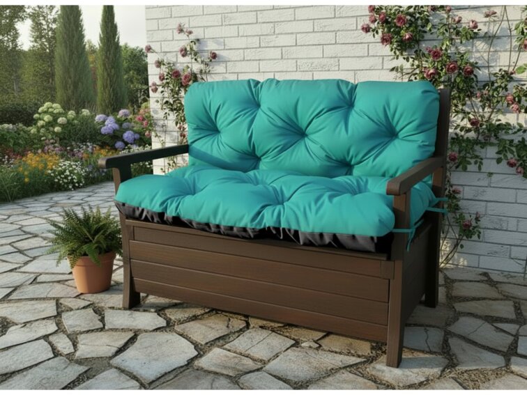 Prošívané sezení JONAS color 51 TYRKYSOVÁ různé rozměry, polstr na zahradní lavici - sedák s opěrkou, Mybesthome