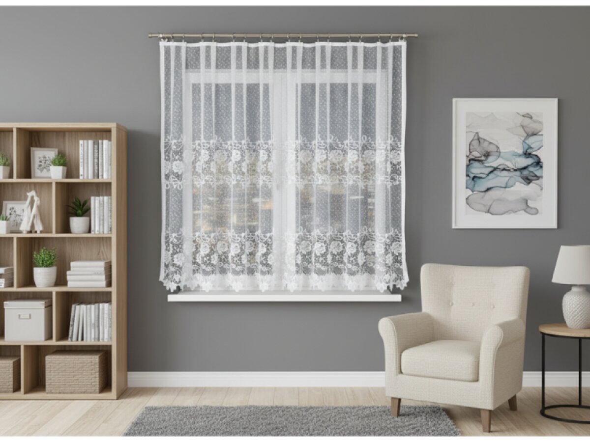 Dekorační krátká záclona na žabky DEMETRIA LINE 160 bílá 300x160 cm MyBestHome