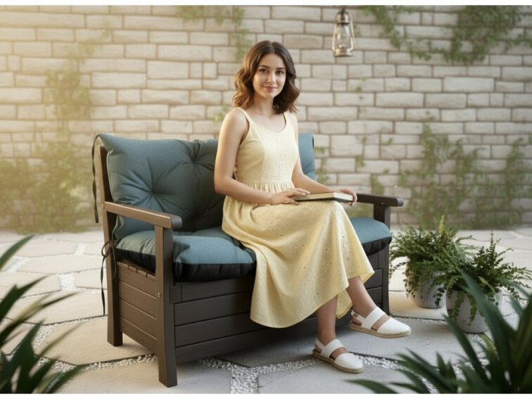 Prošívané sezení ELIAS 550 color 26 TYRKYSOVÁ různé rozměry, polstr na zahradní lavici - sedák s opěrkou, Mybesthome