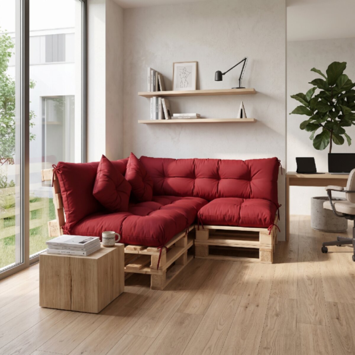 Interiérový polstr na palety LIVING 10 červená – do obývacího pokoje MyBestHome