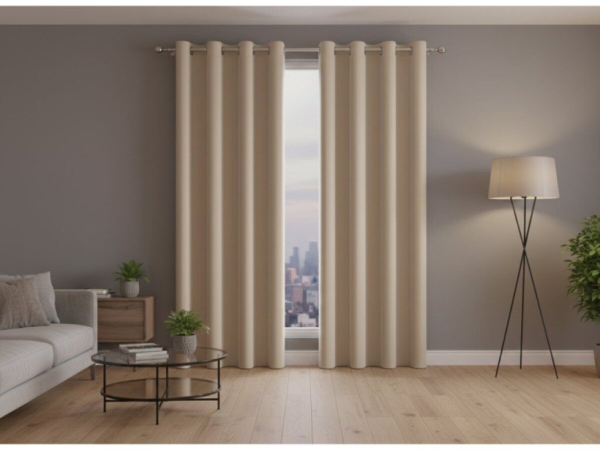 Dekorační velvet závěs s kroužky VALENTINO 003 světle béžová 140x250 cm (cena za 1 kus) MyBestHome