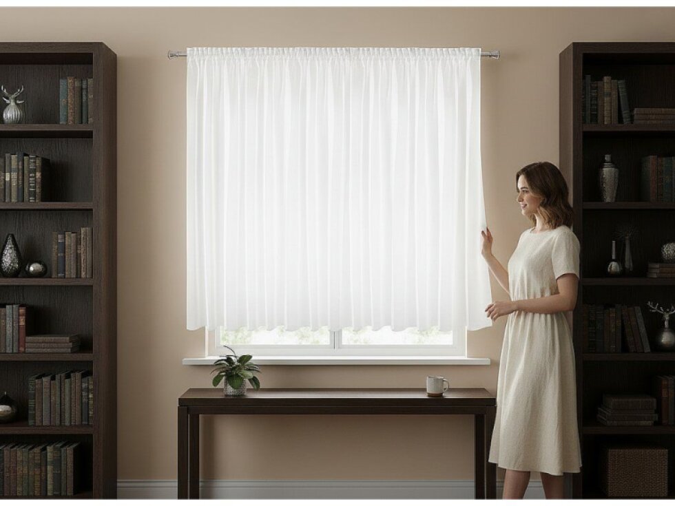 Dekorační krátká záclona s řasící páskou s leskem SHINE 350x150 cm bílá MyBestHome