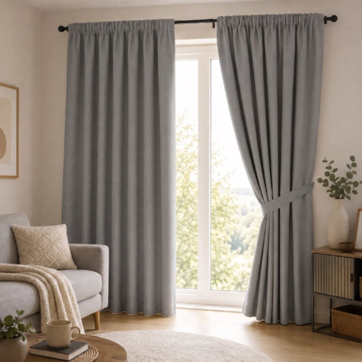 100% zatemňující závěs 140×250 cm SUPER BLACKOUT šedý 009 s řasící páskou