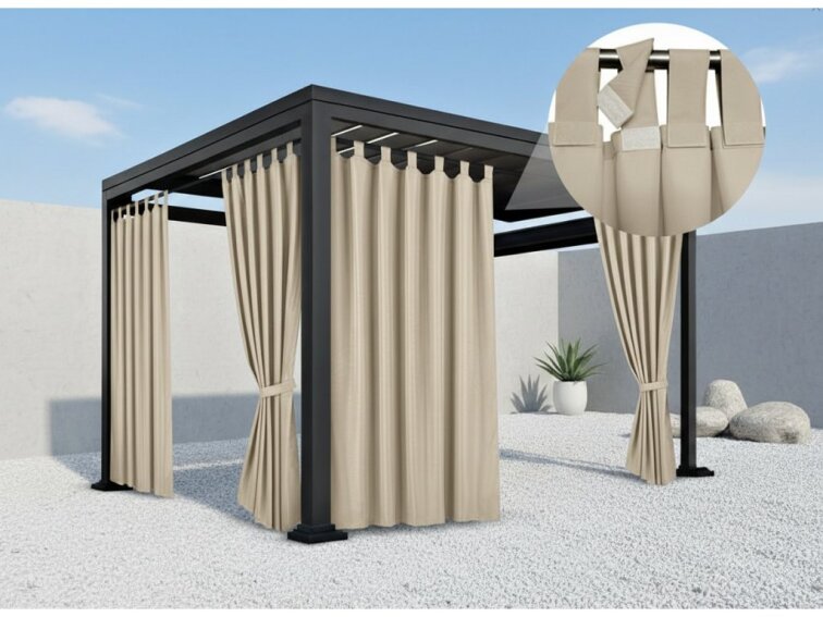 Venkovní zahradní závěs s poutky na suchý zip LISBOA světle béžová 03 různé rozměry Mybesthome