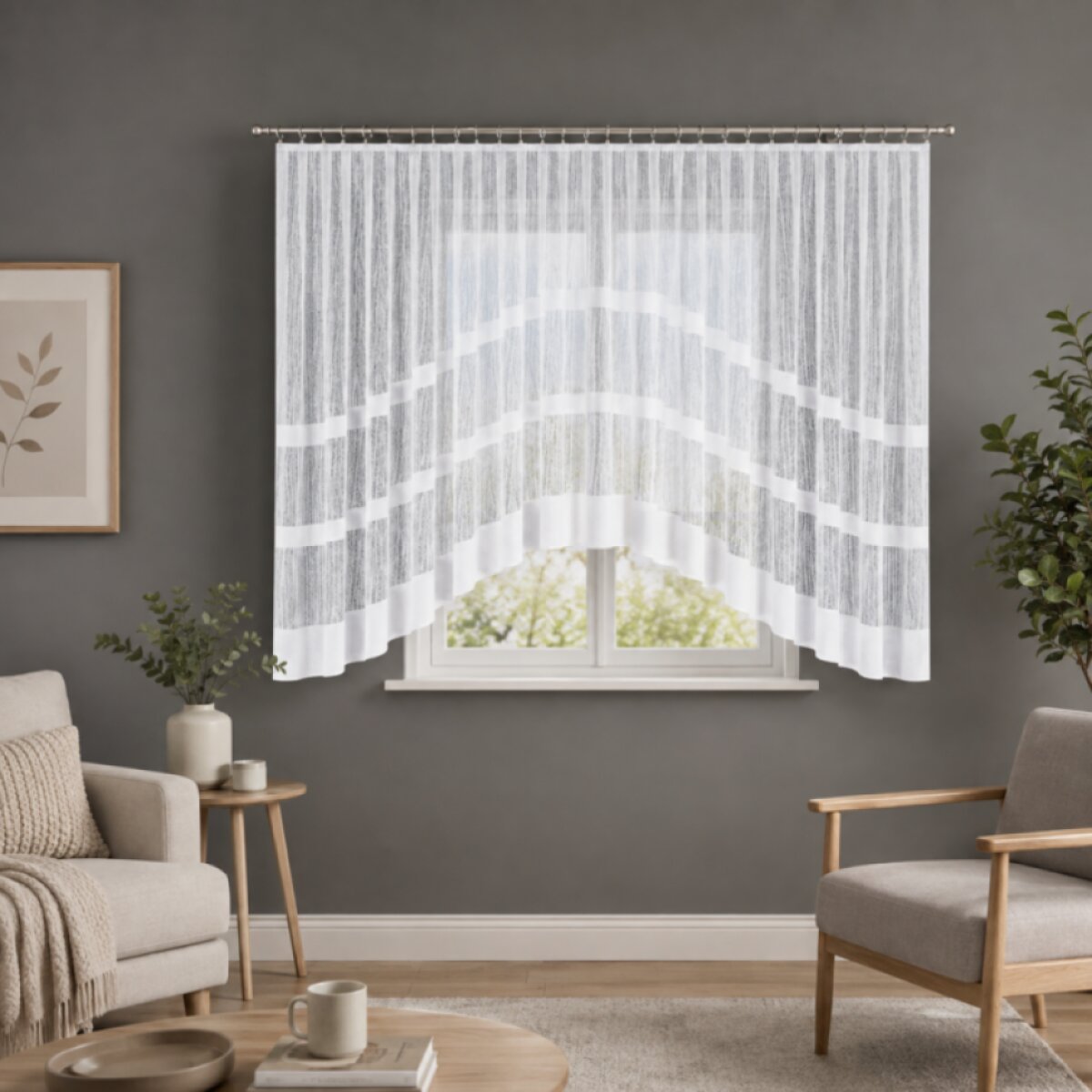 Dekorační oblouková krátká záclona na žabky WIKTORIA 160 bílá 310x160 cm MyBestHome