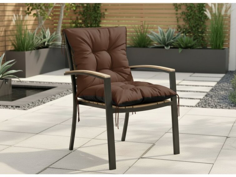 Zahradní prošívaný podsedák na židli s opěrkou OSCAR 50x50x50 cm color 22 hnědá Mybesthome