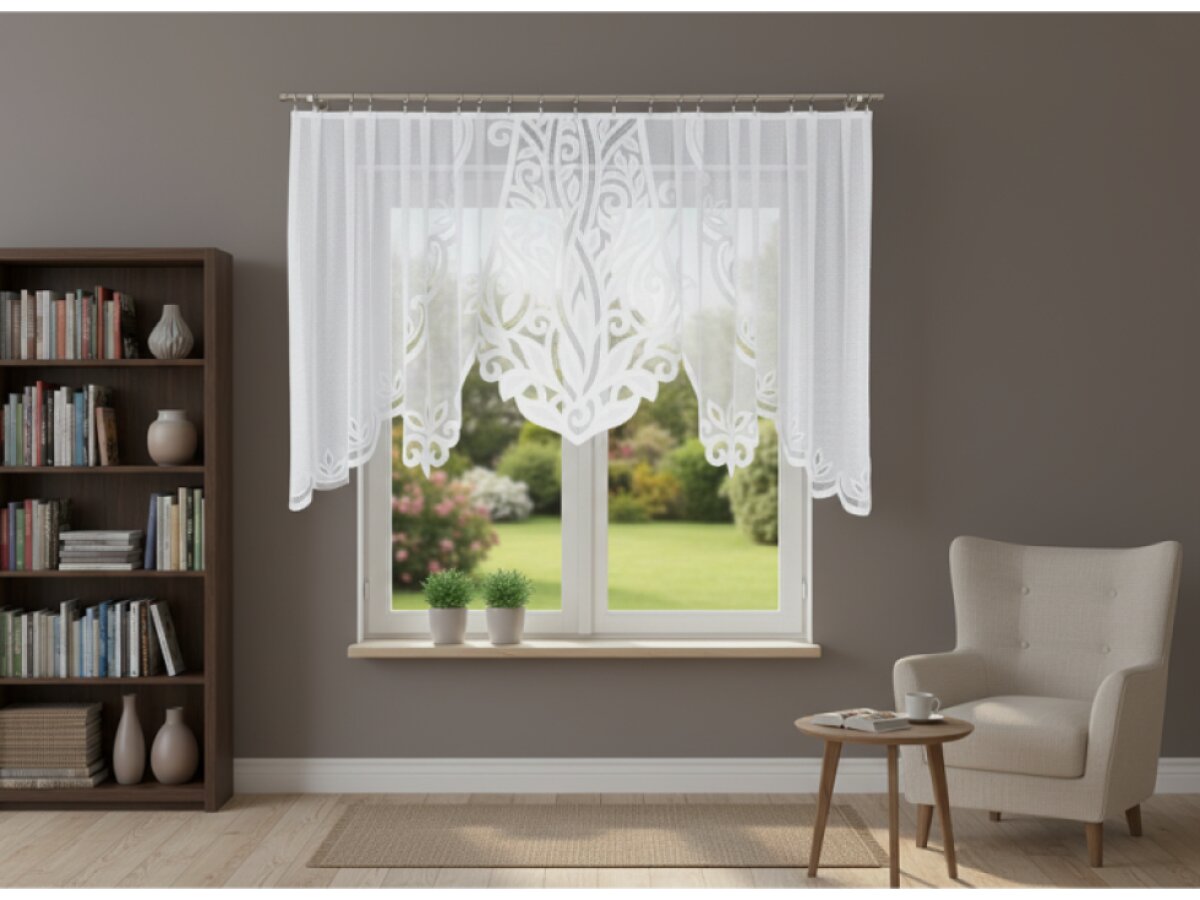 Dekorační krátká záclona na žabky s kroužky POLA bílá 300x120 cm MyBestHome