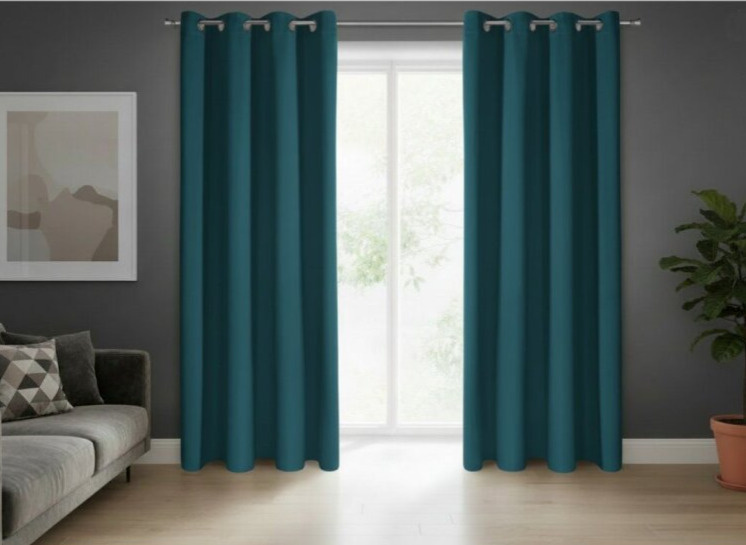 Dekorační závěs s kroužky "BLACKOUT" zatemňovací SYDNEY 140x270 cm, petrolejová, (cena za 1 kus) MyBestHome