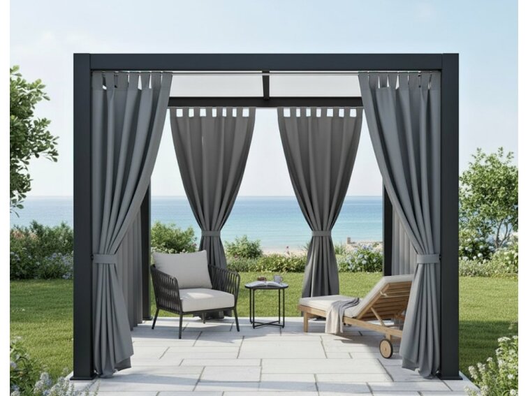 Venkovní zahradní závěs s poutky PORTO šedá 05 různé rozměry Mybesthome