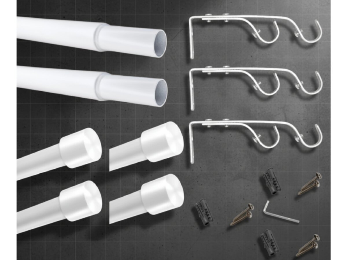 Kovová teleskopická garnýž VINCENZO DUO bílá 200-350 cm Ø 16/19 mm dvouřadá Mybesthome