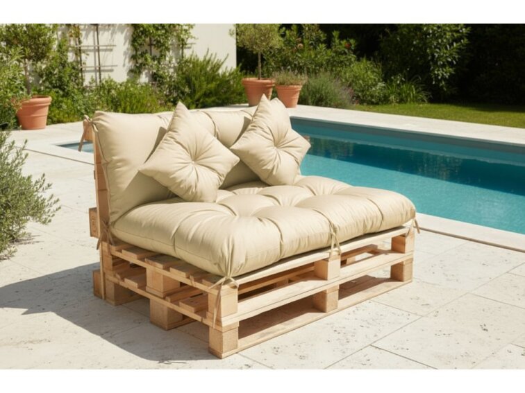 Polstr CARLOS color 17 světle béžová, sedák 120x80 cm, opěrka 120x40 cm, paletové prošívané sezení Mybesthome