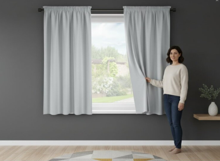 Dekorační krátký závěs s řasící páskou SAMARA světle šedá 140x175 cm (cena za 1 kus) MyBestHome