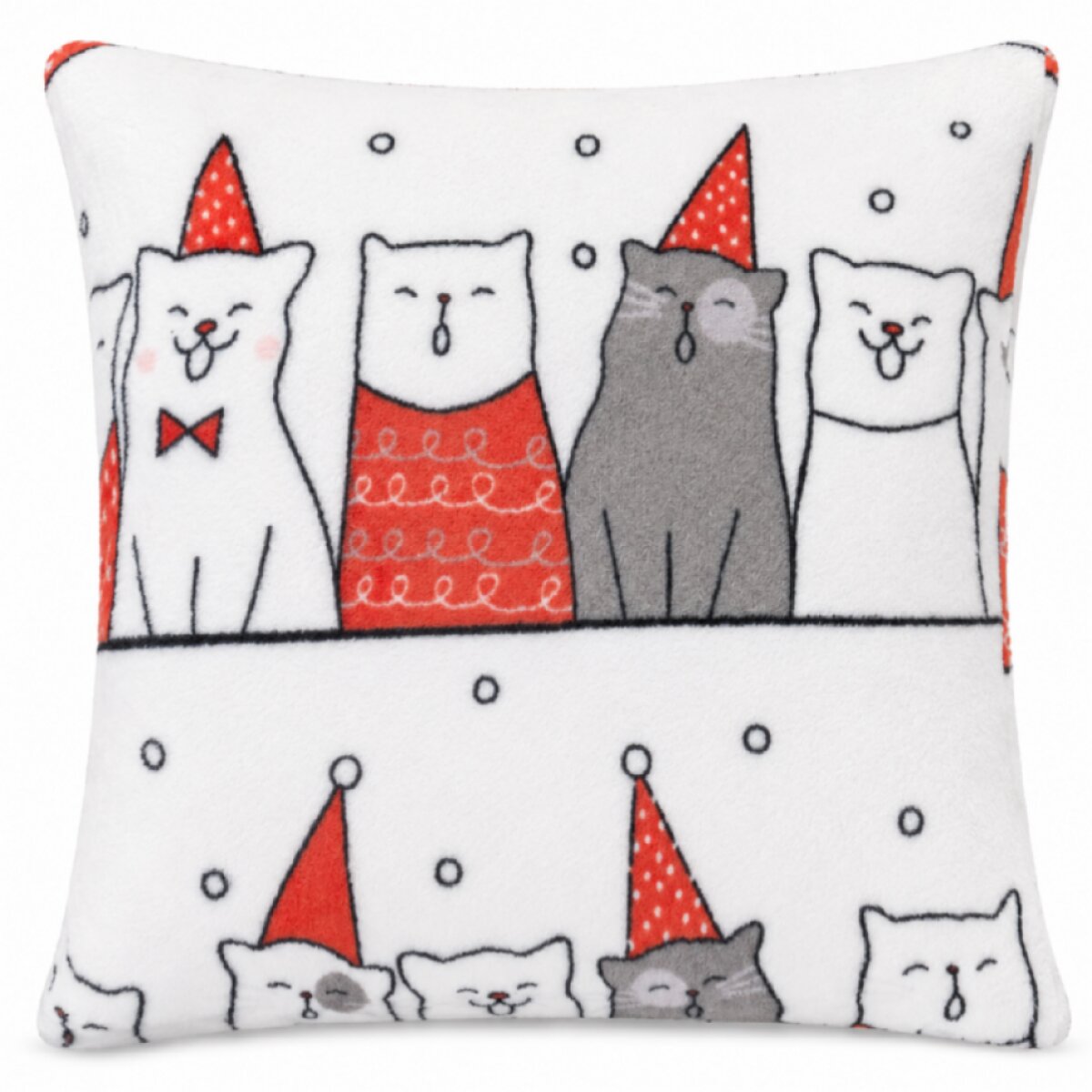 Vánoční povlak na polštář SANTA CAT bílá 40x40 cm