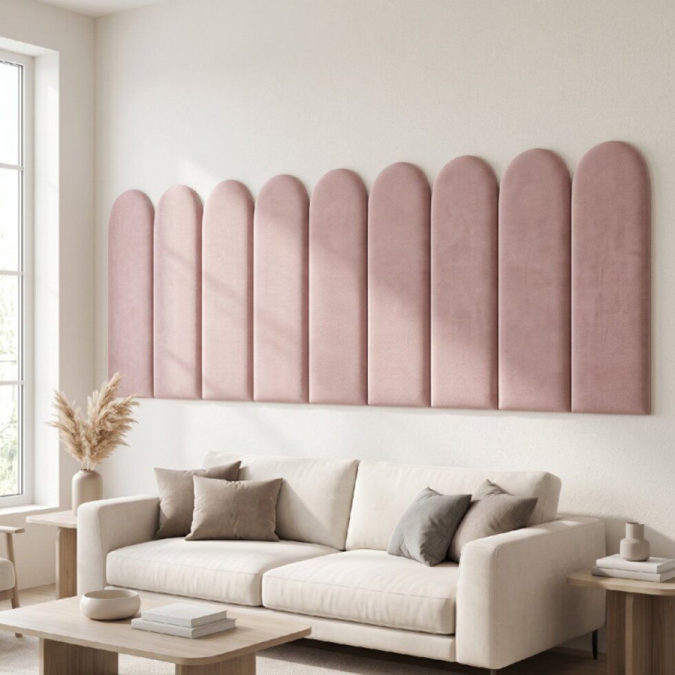 Čalouněný nástěnný panel různé rozměry x šířka 30 cm pudrová růžová oblouk MyBestHome