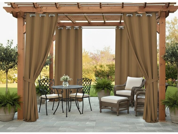 Venkovní zahradní závěs s kroužky MONTANA color 44 cappuccino, různé rozměry MyBestHome