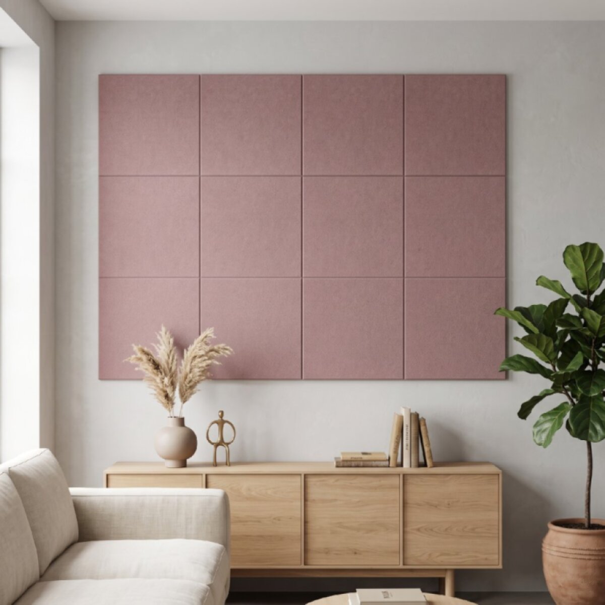 Čalouněný nástěnný panel různé rozměry růžová čtverec MyBestHome