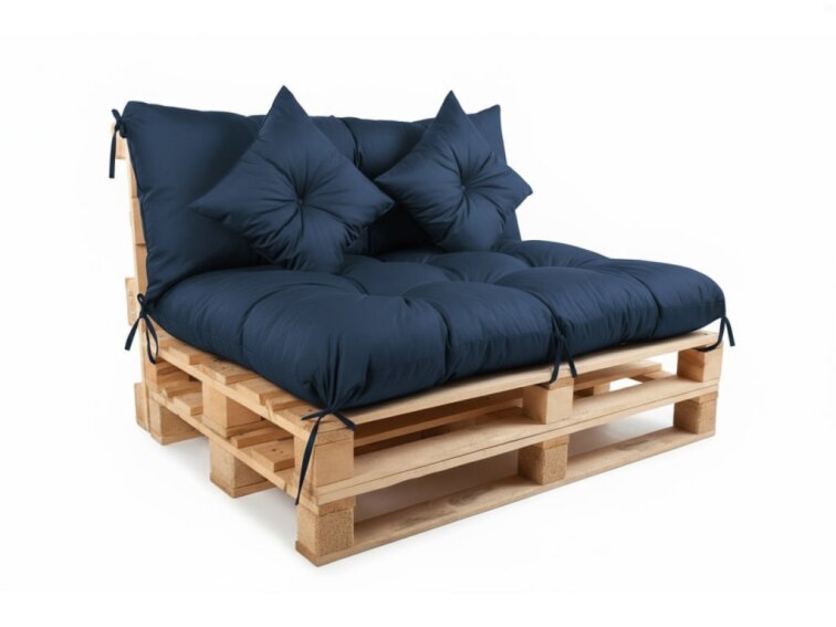 Polstr CARLOS color 04 tmavě modrá, sedák 120x80 cm, opěrka 120x40 cm, paletové prošívané sezení Mybesthome