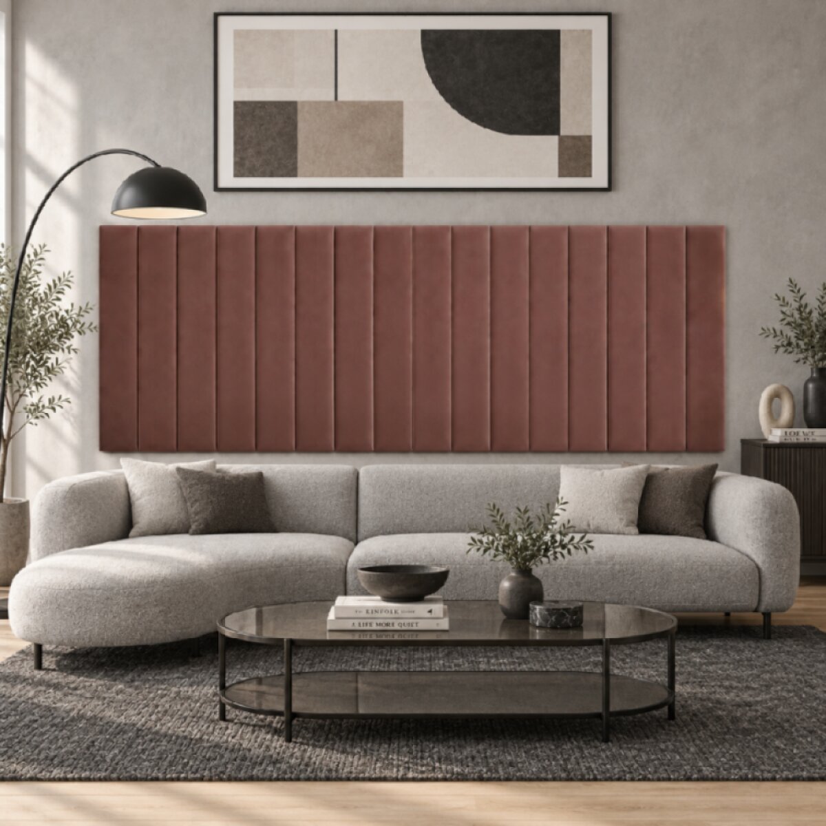 Čalouněný nástěnný panel různé rozměry x šířka 20 cm tmavě růžová obdélník MyBestHome