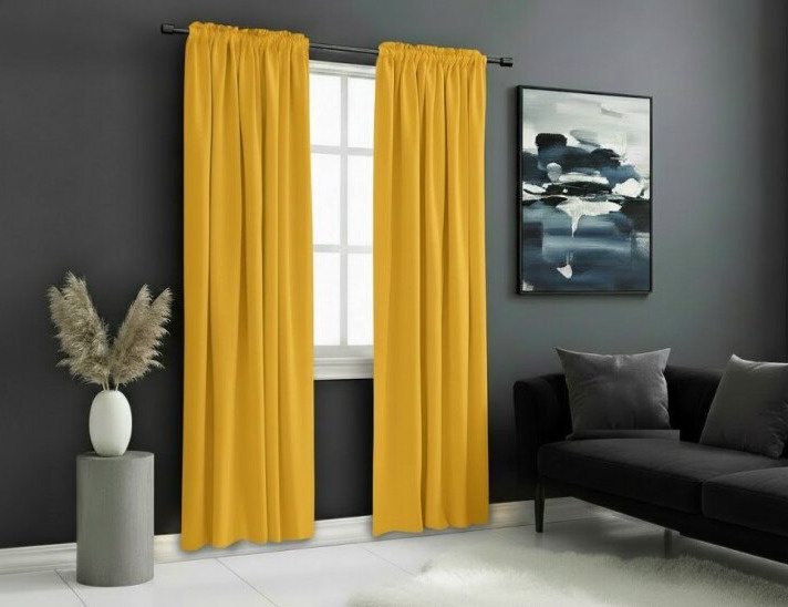 Zatemňovací závěs s řasící páskou "BLACKOUT" VIGO 135x250 cm, mustard/hořčicová, (cena za 1 kus) MyBestHome